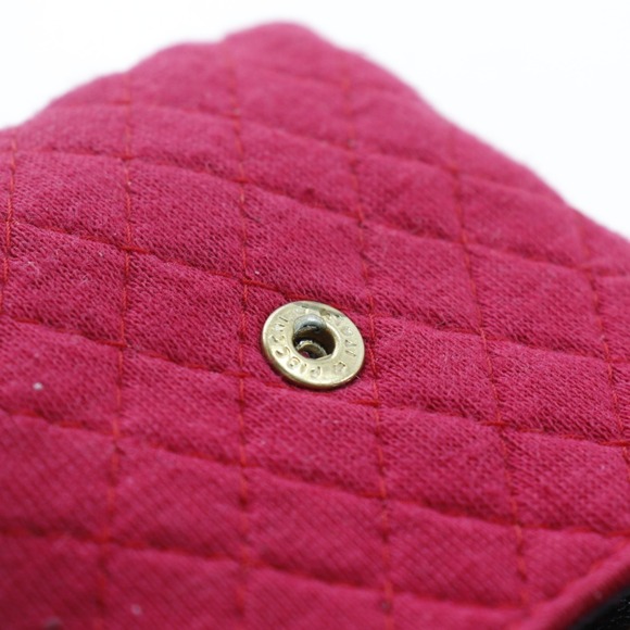 CHANEL Chain Pouch Micro Cotton Red Snap Button Women's - Picture 7 of 8